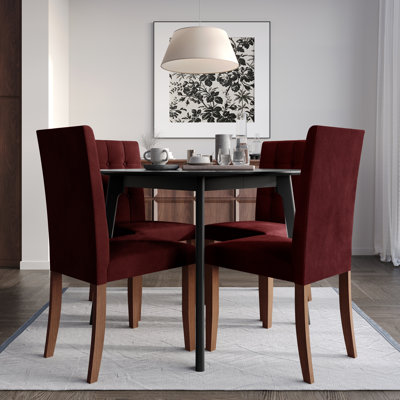 5 Pieces Dining Set With 42"L Round Table And Wooden Dining Chair