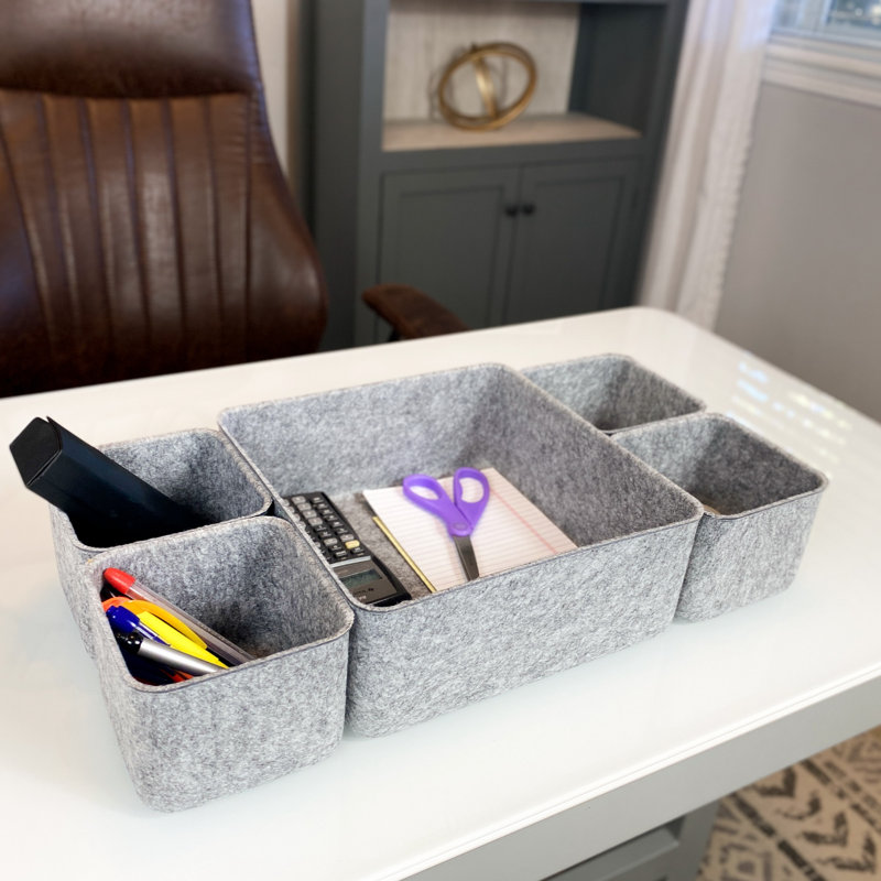 Ensemble de rangement H 4,3 po x l 10,2 po x P 10,2 po Anadela, Gris