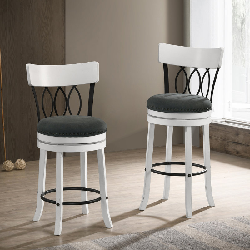 Ashritha Swivel Stool, Sea White, Bar Stool (29" Seat Height)
