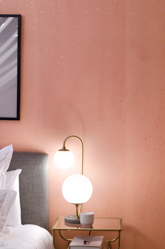 Cosmos Wallpaper, 26" W x 144" L, Blush Pink/Gold/White