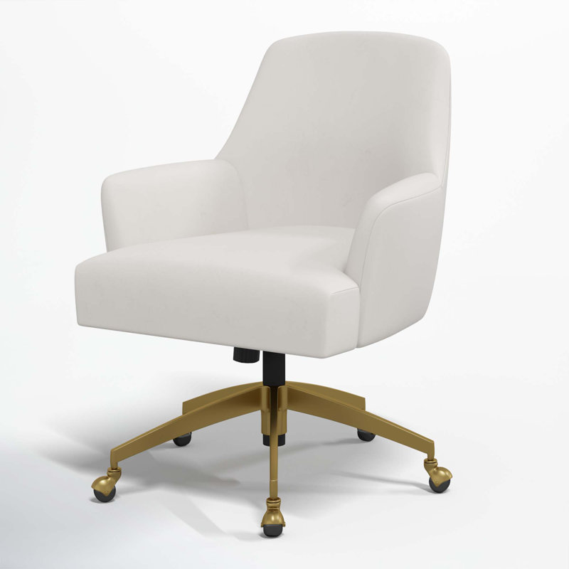 Chaise de travail Ambau, Velours performance gris clair Bella