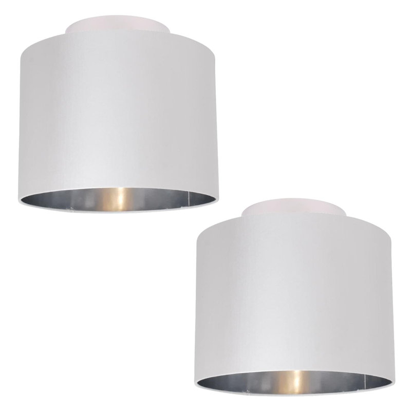 Feliscia Fabric Semi Flush Mount, White/Chrome