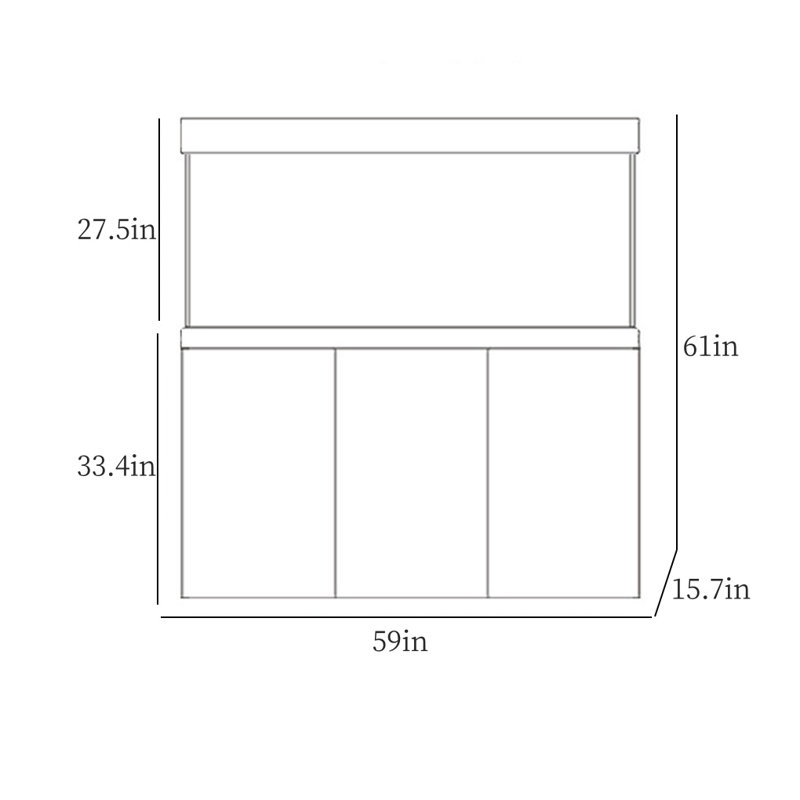 Aquarium noir sur pied, 145 gallons (H 61 po x l 60,2 po x P 23,6 po)