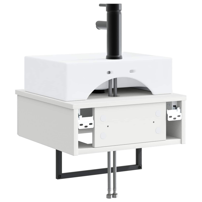 Single Bathroom Vanity with Ceramic Basin, White