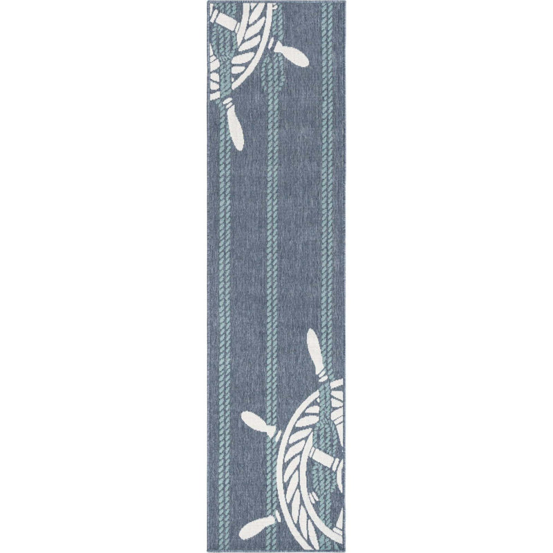 Tapis bleu marine intérieur / extérieur Bethzy, Tapis de couloir 2 pi x 8 pi