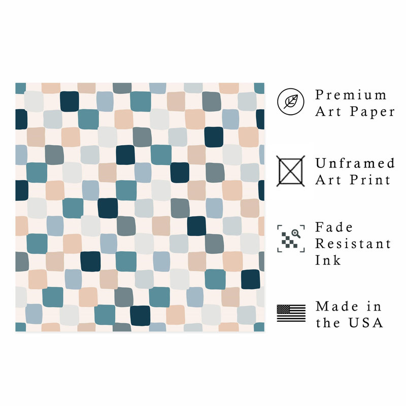 Motif abstrait de carreaux bohémiens, reproduction d'art non encadrée, H 12 po x l 12 po