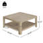 Table basse carrée avec rangement, frêne clair