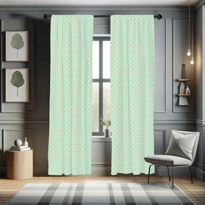 Mint Geometric Semi-Sheer Rod Pocket Sliding Panel