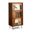 Armoire de rangement vitrée en bois de pin antique