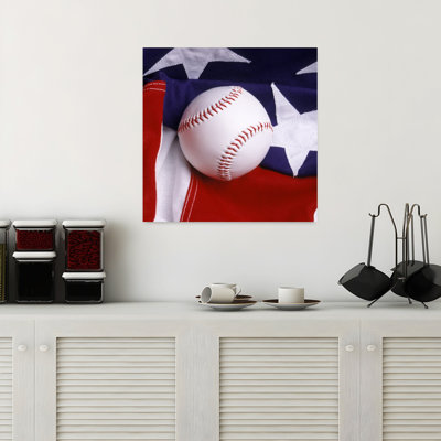 Baseball With American Flag Classic Retro Vintage Landscape Nature Wall Art