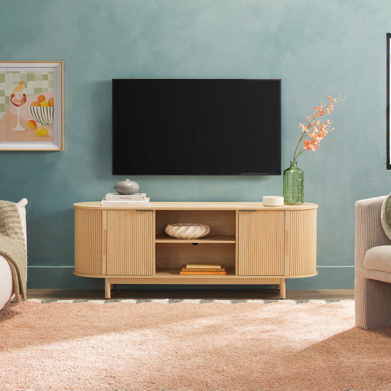 Meuble télé avec rangement ouvert Dragelin, Chêne côtier, 60"