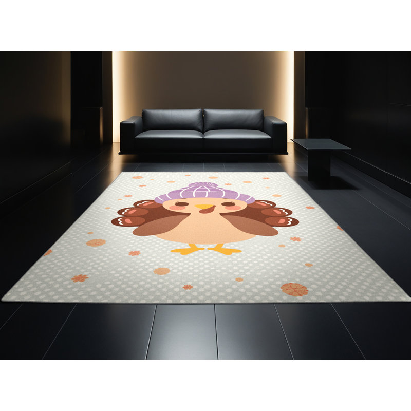 Soft Plush Eudy Thanksgiving Modern & Contemporary Abstract Area Rug in Gray – Gray Binding, 7x10