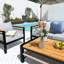 Ensemble de canapé modulaire d'extérieur 4 pièces pour 5 personnes avec ensemble de conversation en acier et en bois d'acacia pour l'extérieur-923037976