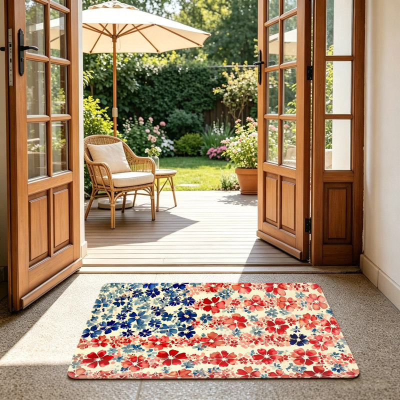 Multicolore tapis rouge rouge et bleu pour porte d'entrée, 24 po x 36 po