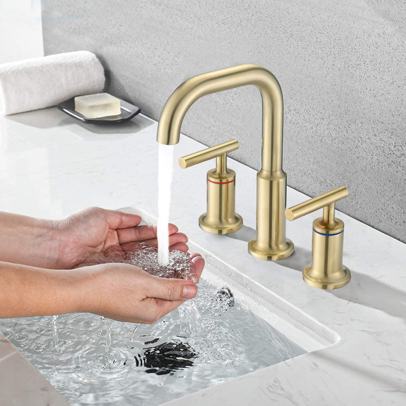 Widespread 2-handle Bathroom Faucet, Brushed Gold