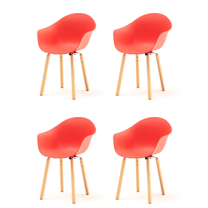 TA Armchair (Set of 4), Red/Natural