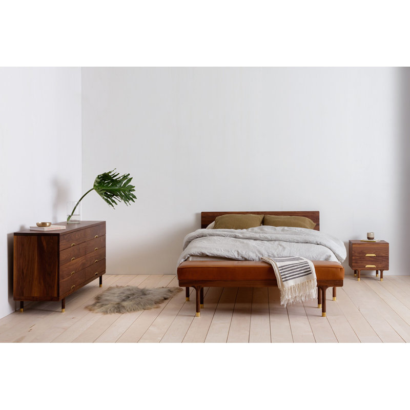 Simple Solid Wood End Table, Brown Wood