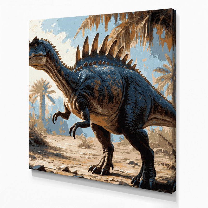 Dinosaur Amargasaurus Gray Canvas Wall Art, 8" H x 8" W