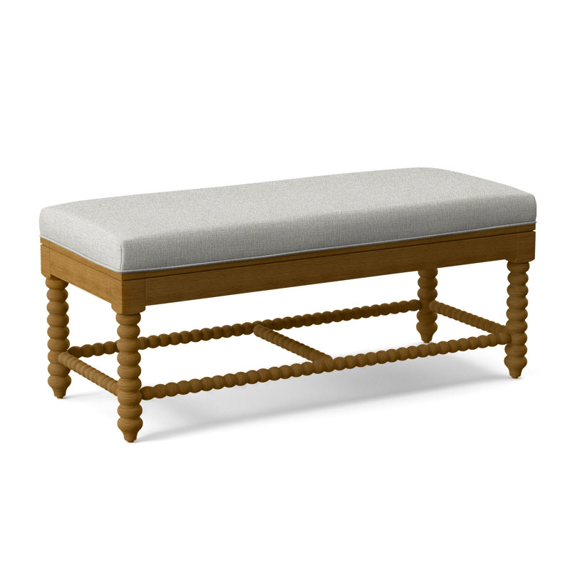Lind Island Upholstered Bench, Navy Stripe; 0220-61, Ocean Finish