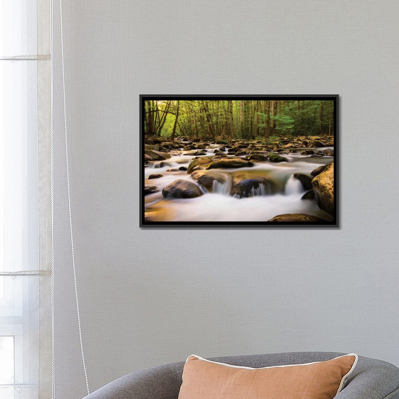 «Warm Morning Light», reproduction de photo sur toile, H 18 po x l 26 po x P 1,5 po, Toile encadrée noire, Pas de tapis