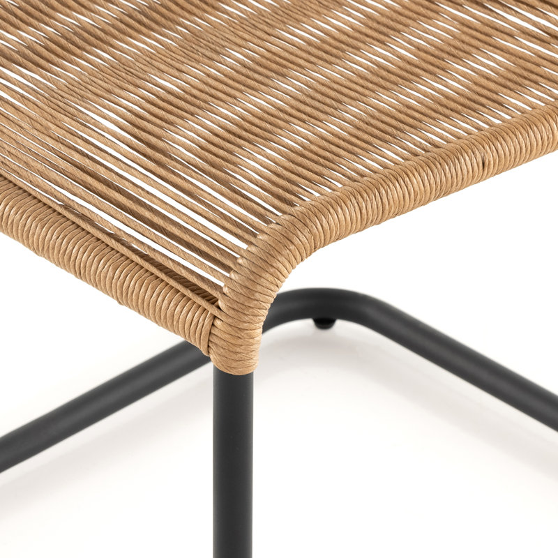 Grover Outdoor Dining Side Chair, Black, Vintage Natural