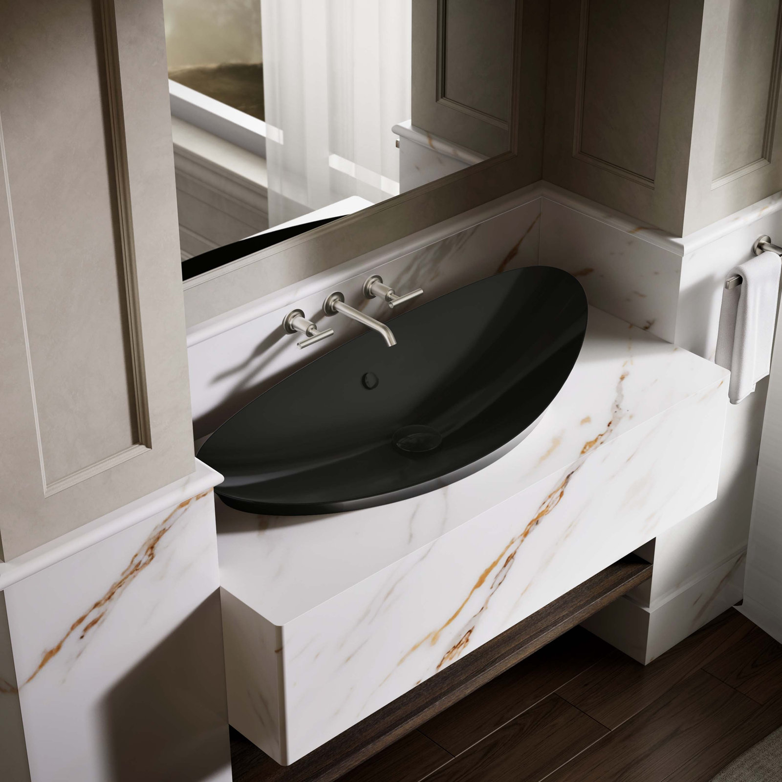 Veil Trough Vessel Sink, Black Black™