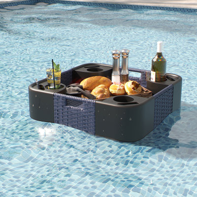 Plateau flottant au bord de la piscine en aluminium - toutes saisons pour boissons, collations et espaces extérieurs