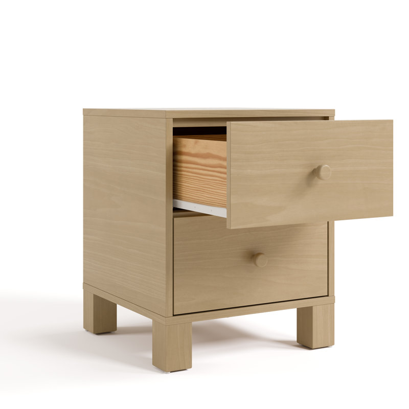 Table de chevet 2 tiroirs California, Noisette