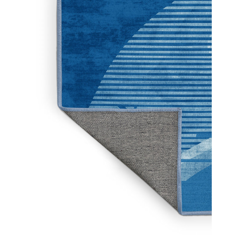 Machine Washable Pantelia Parasaurolophus Classic Striped Rug in Blue – BabyBlue Binding, 4x6