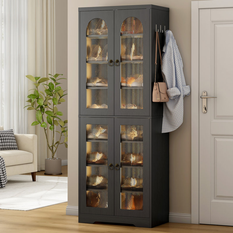 Armoire de rangement pour chaussures Erileat, 24 paires avec éclairage DEL et tablettes réglables, Noir