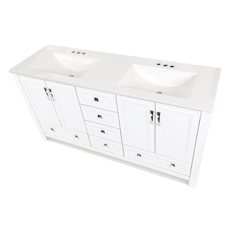 Ensemble de meuble-lavabo double 60,5 po Nimay, Blanc