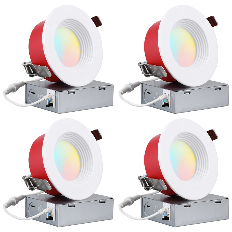 4" 5CCT Fire Rated LED Recessed Lights, Deep Baffle Recessed Light, 12W, 850lm, CRI90