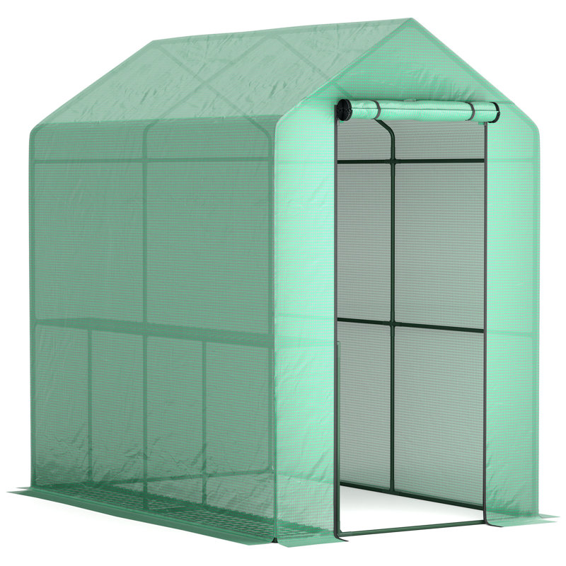 Alwen Traditional Walk-In Greenhouse With Reinforced Plastic Cover And Four Shelves