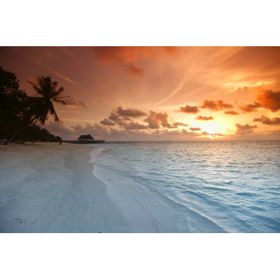 Sunset On Beach - Wrapped Canvas Print
