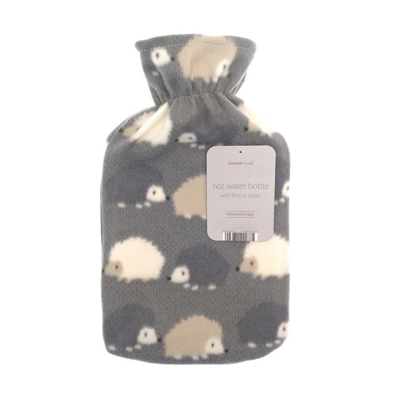 Printed Fleece Grey Hedgehogs Hot Water Bottle
