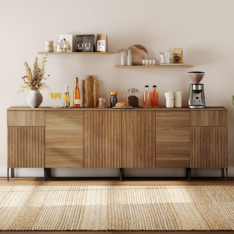 Aadham 94.5" W Manufactured Wood Sideboard, Walnut