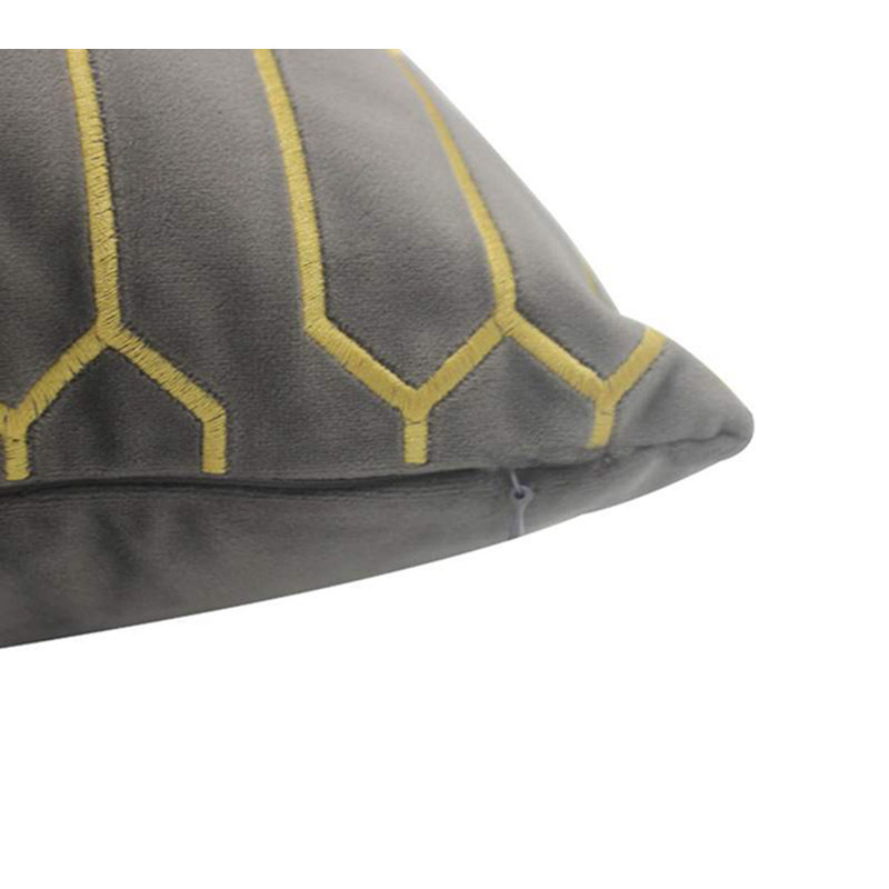 Embroidered Velvet Reversible Pillow Cover, Gray