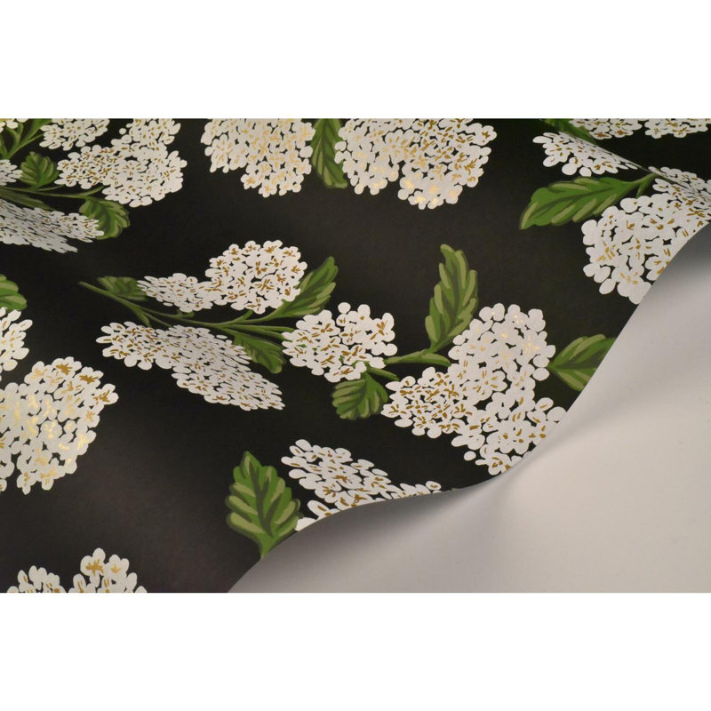 Papier peint 27 'x 27 "Hydrangea, Noir/blanc