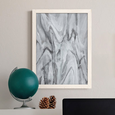 Marbré blanc iv, toile encadrée de qualité supérieure - prête à être accrochée