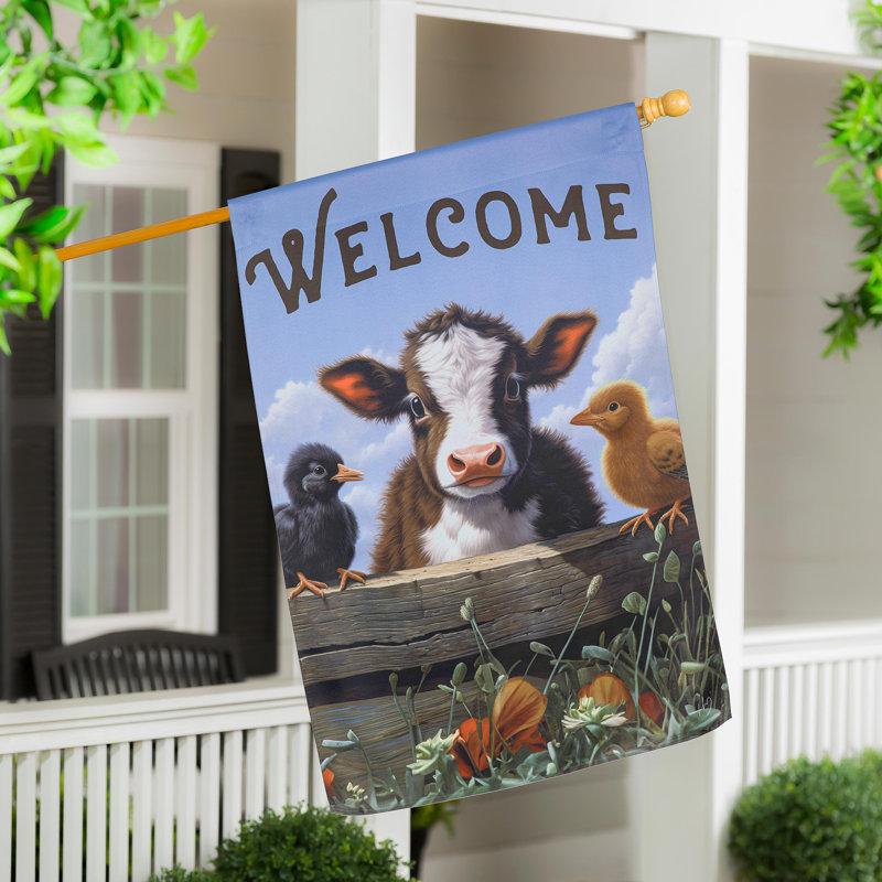 Drapeau de maison Cow and Chicks