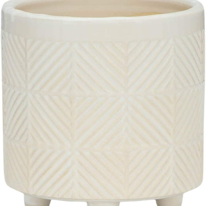 S/2 6/8" TEXTURED PLANTERS, SHINY WHITE, White