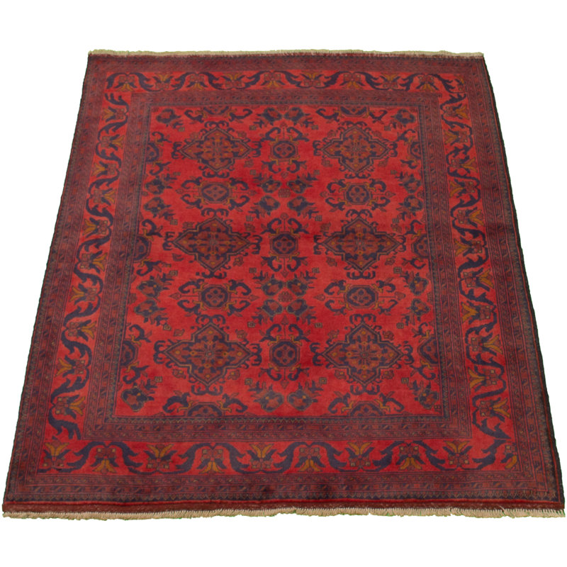 Tapis de la zone en laine rouge 5 pi 1 po x 6 pi 6 po à la main one-of-kind-noué la 2010s esari turque Allaina