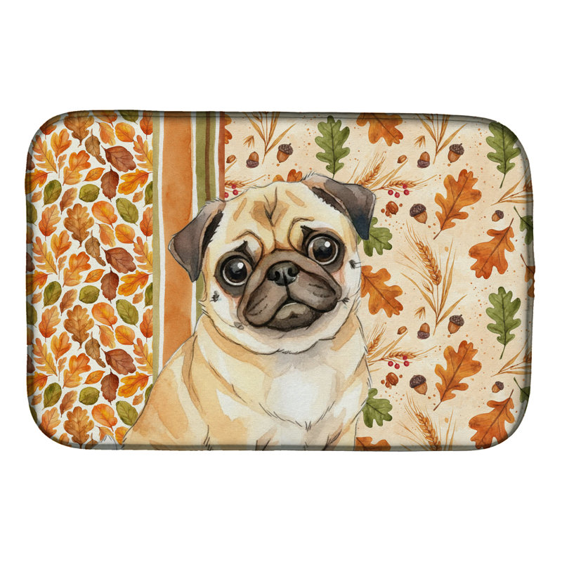 Fawn Pug Heirloom Fall Dish Drying Mat