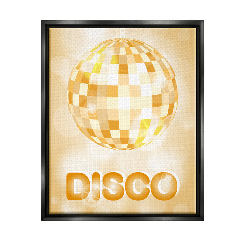 «Retro Glam Disco Ball» par Martina Pavlova, impression, H 21 po x l 17 po x P 1,7 po, Cadre flottant noir de jais