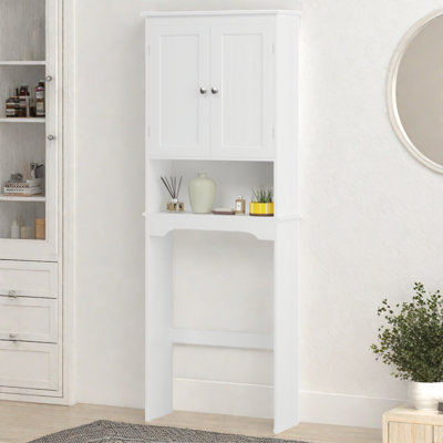Over The Toilet Storage Cabinet, Bathroom Shelf Over Toilet, Bathroom Storage Cabinet Organizer,Wood Bathroom Space Saver, White