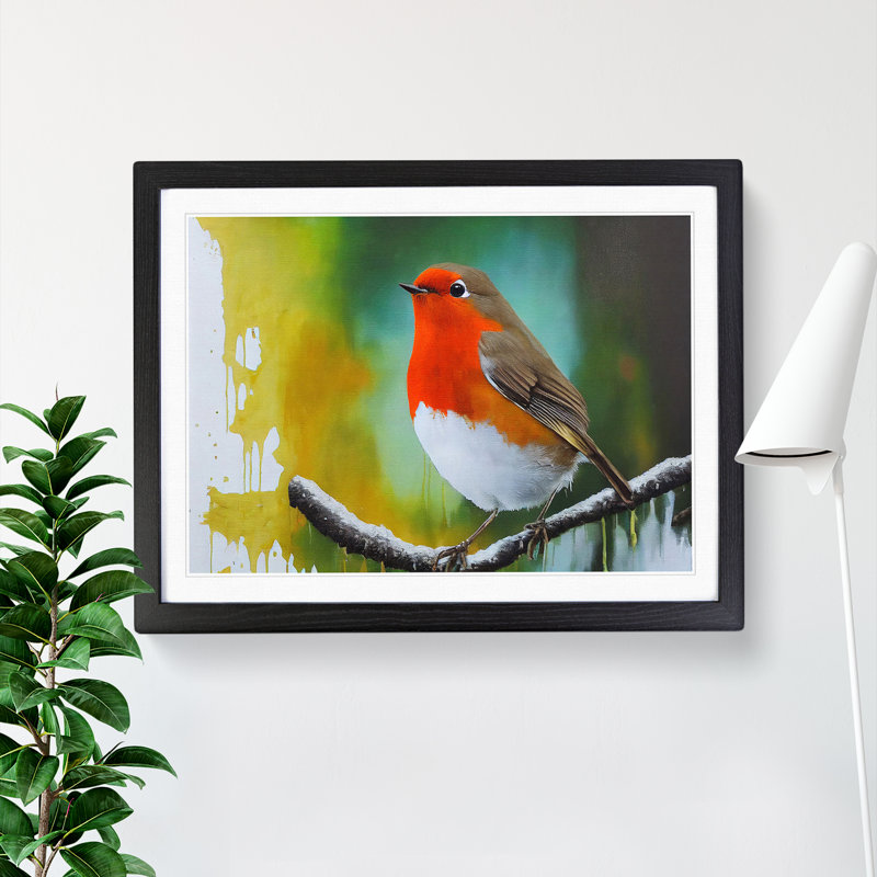Epic Robin Bird - Framed Print, Black, 46cm H x 64cm W x 2cm D