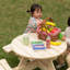 Table de pique-nique ronde en bois Admeto, table de jardin pour enfants, table de bricolage