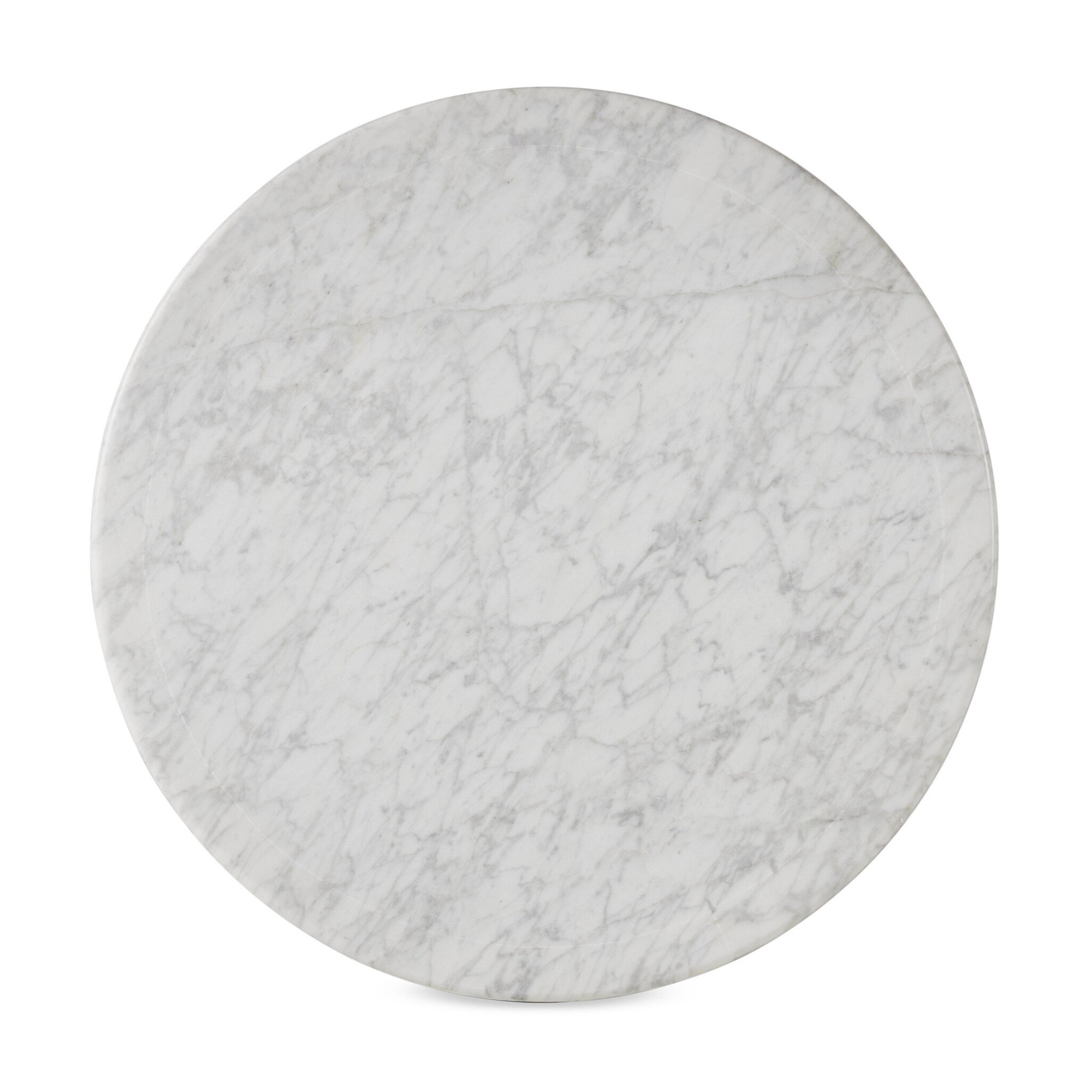 Beverly Round 32.00000'', Honed White Marble/Brown Oak, 36.5" H x 32" L x 32" W