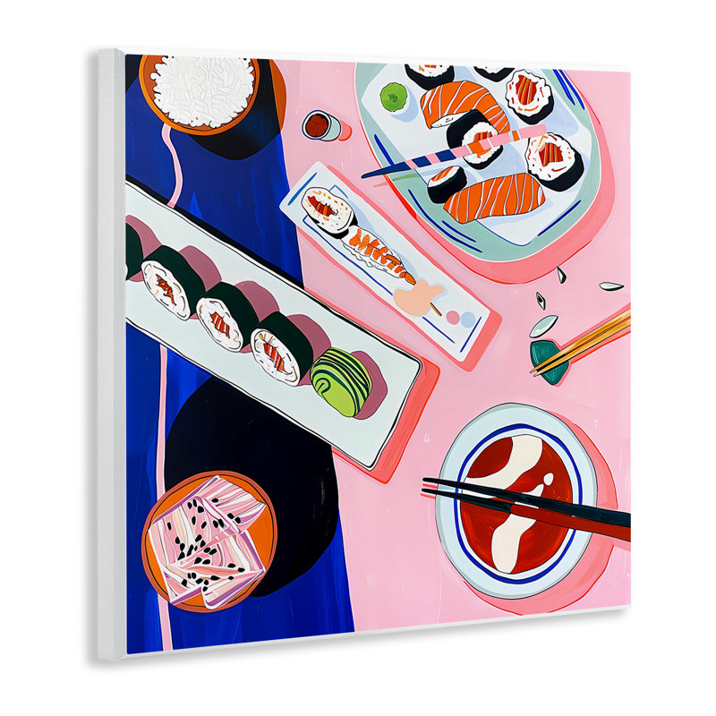 Plaque murale vibrante à motif de sushi, design par Walker Noble