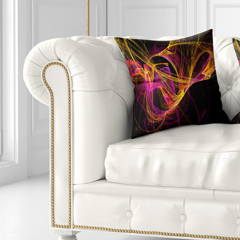  Coussin abstrait abstrait, 16 po x 1 po, Coussin décoratif, Jaune / Noir